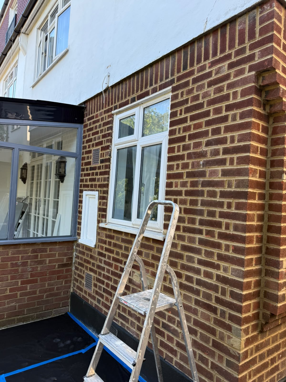 Rear extension exterior prepared for rendering work